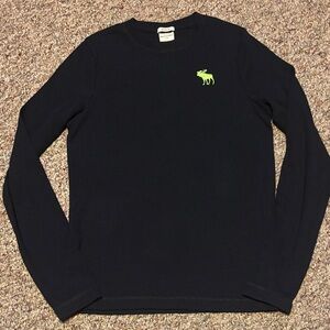 abercrombie kids Dark Navy Long Sleeve Thermal Shirt with Green Moose Logo XL
